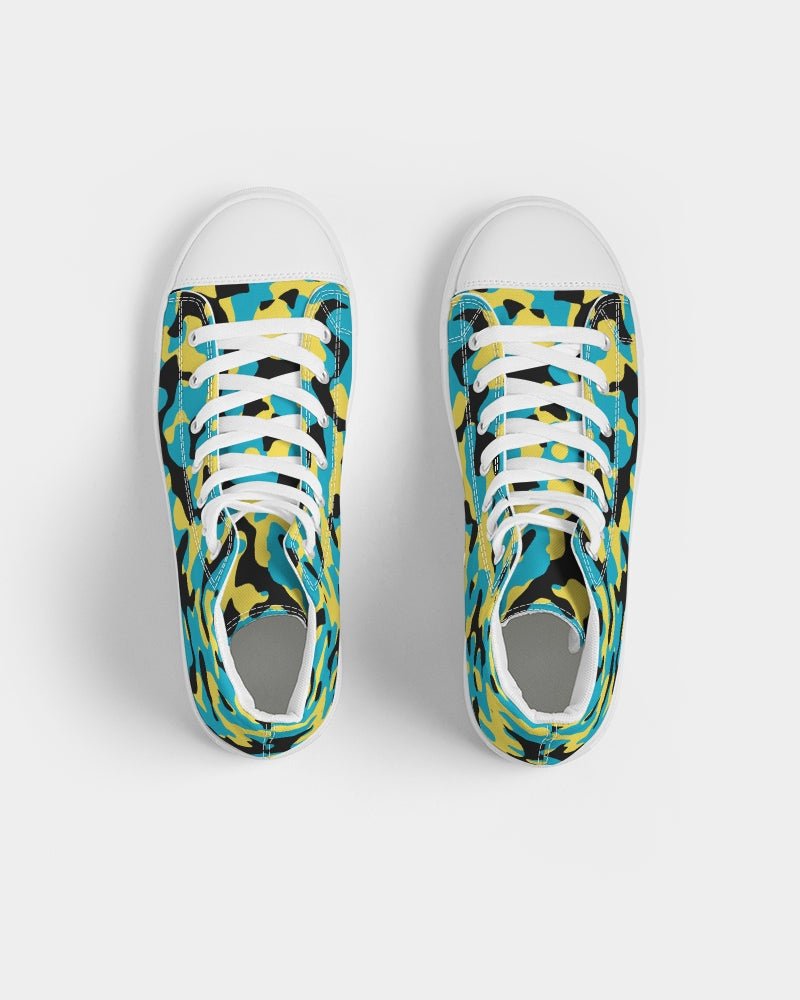 Bahamas Flag Camo Women's Hightop Canvas Shoe - Conscious Apparel Store