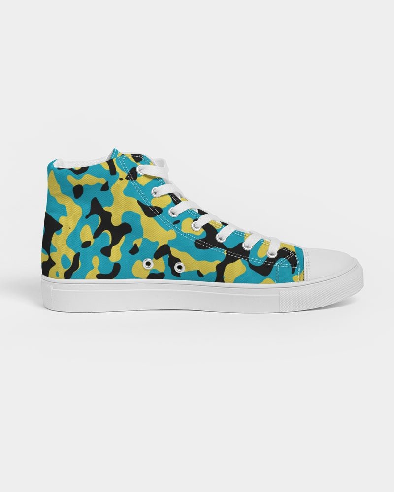 Bahamas Flag Camo Women's Hightop Canvas Shoe - Conscious Apparel Store