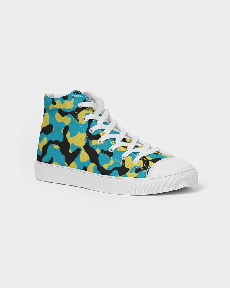 Bahamas Flag Camo Women's Hightop Canvas Shoe - Conscious Apparel Store