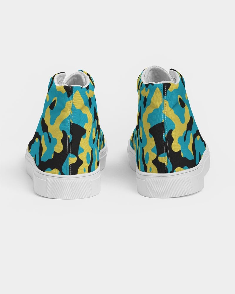 Bahamas Flag Camo Women's Hightop Canvas Shoe - Conscious Apparel Store