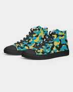 Bahamas Flag Camo Women's Hightop Canvas Shoe  - Black - Conscious Apparel Store