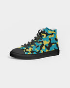 Bahamas Flag Camo Women's Hightop Canvas Shoe - Black - Conscious Apparel Store