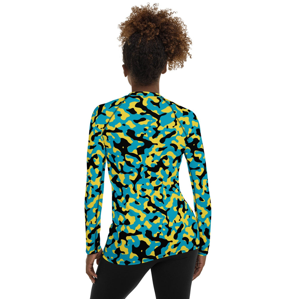 Bahamas Flag Camo Women's Rash Guard - Conscious Apparel Store