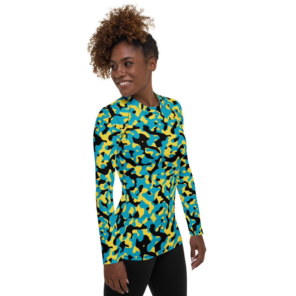 Bahamas Flag Camo Women's Rash Guard - Conscious Apparel Store