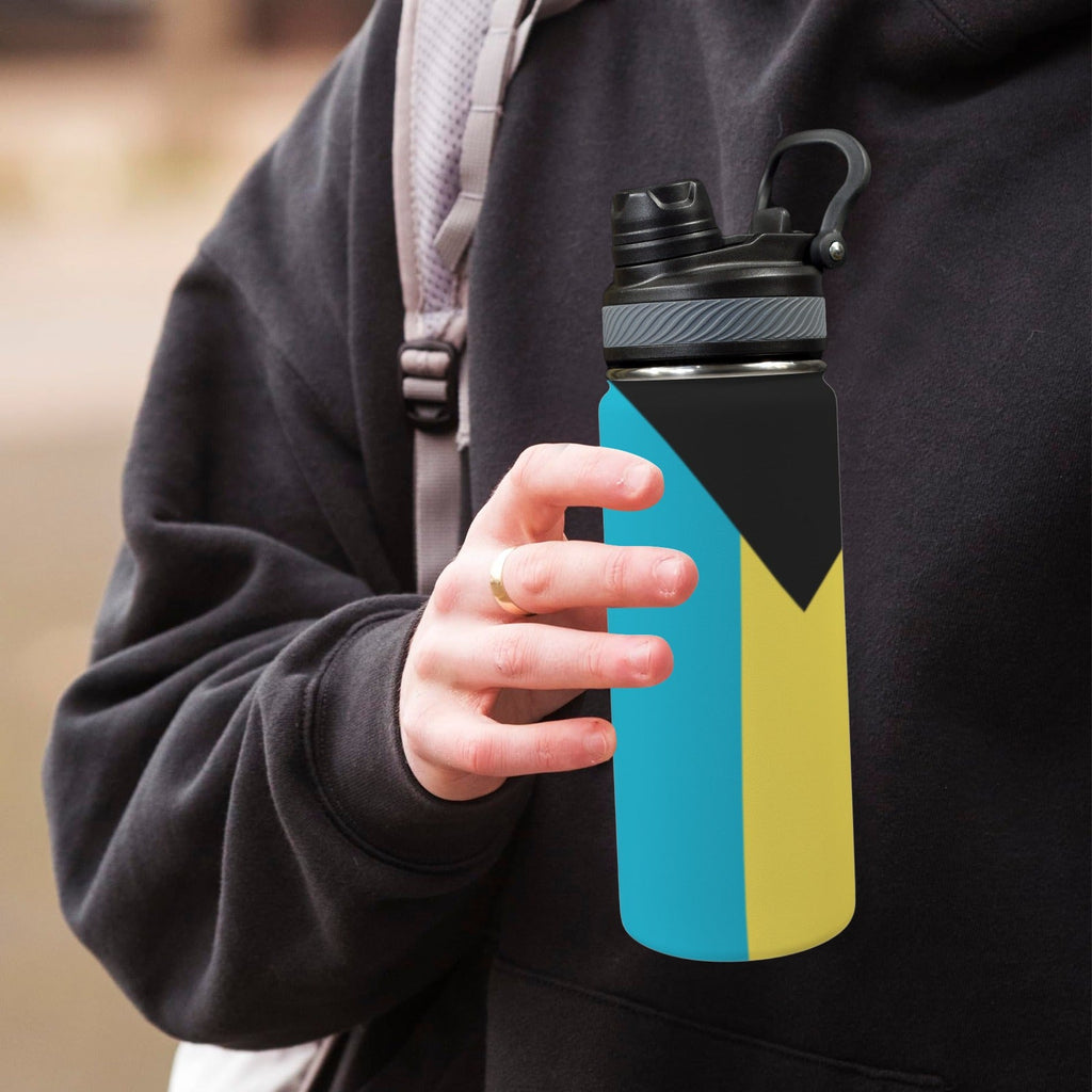 Bahamas Flag Insulated Water Bottle with Dual - Use Lid (18oz) - Conscious Apparel Store