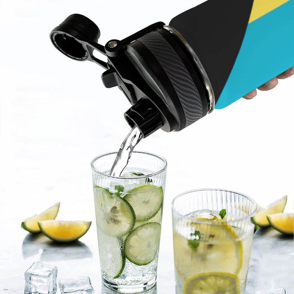 Bahamas Flag Insulated Water Bottle with Dual - Use Lid (18oz) - Conscious Apparel Store