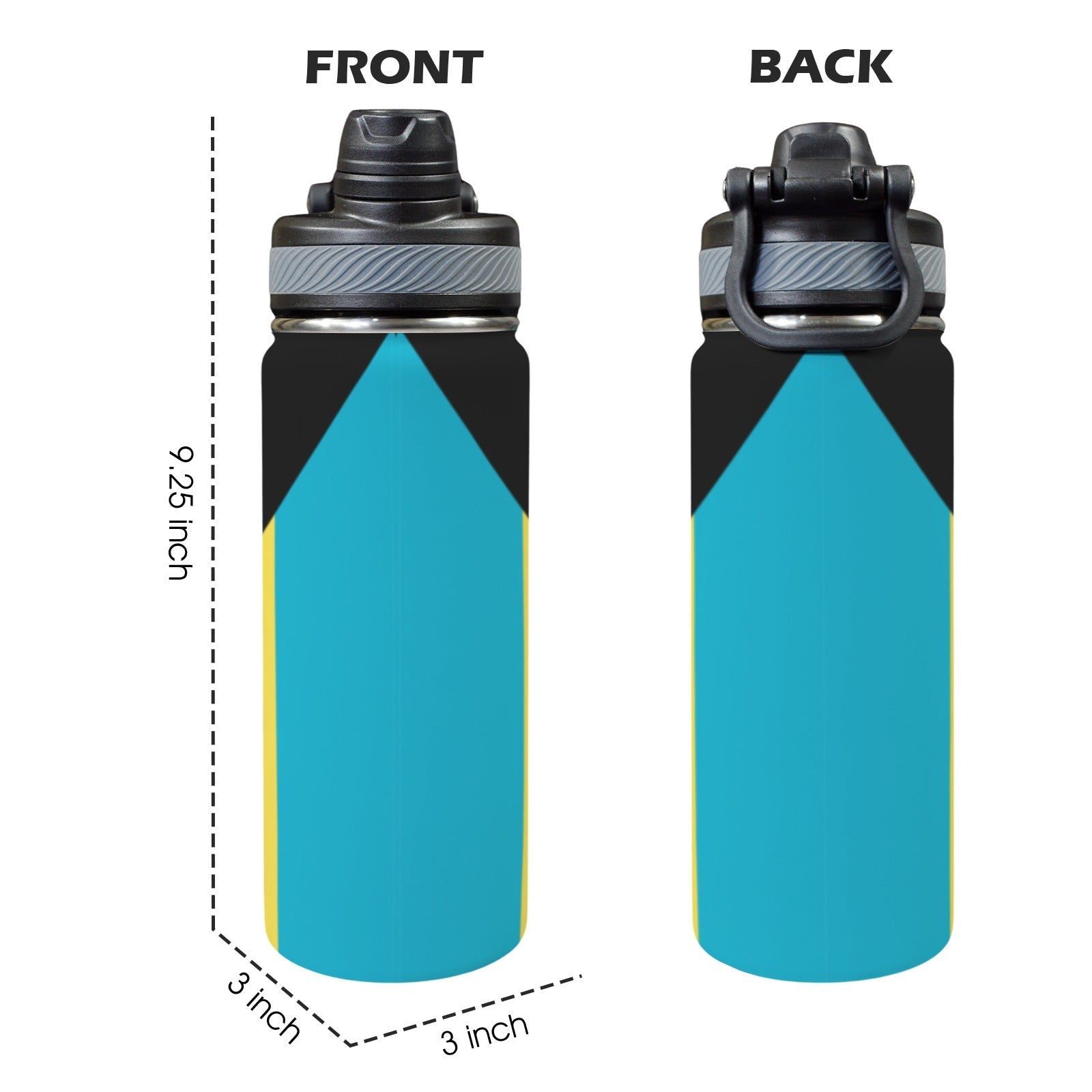 Bahamas Flag Insulated Water Bottle with Dual-Use Lid (18oz) - Conscious Apparel Store