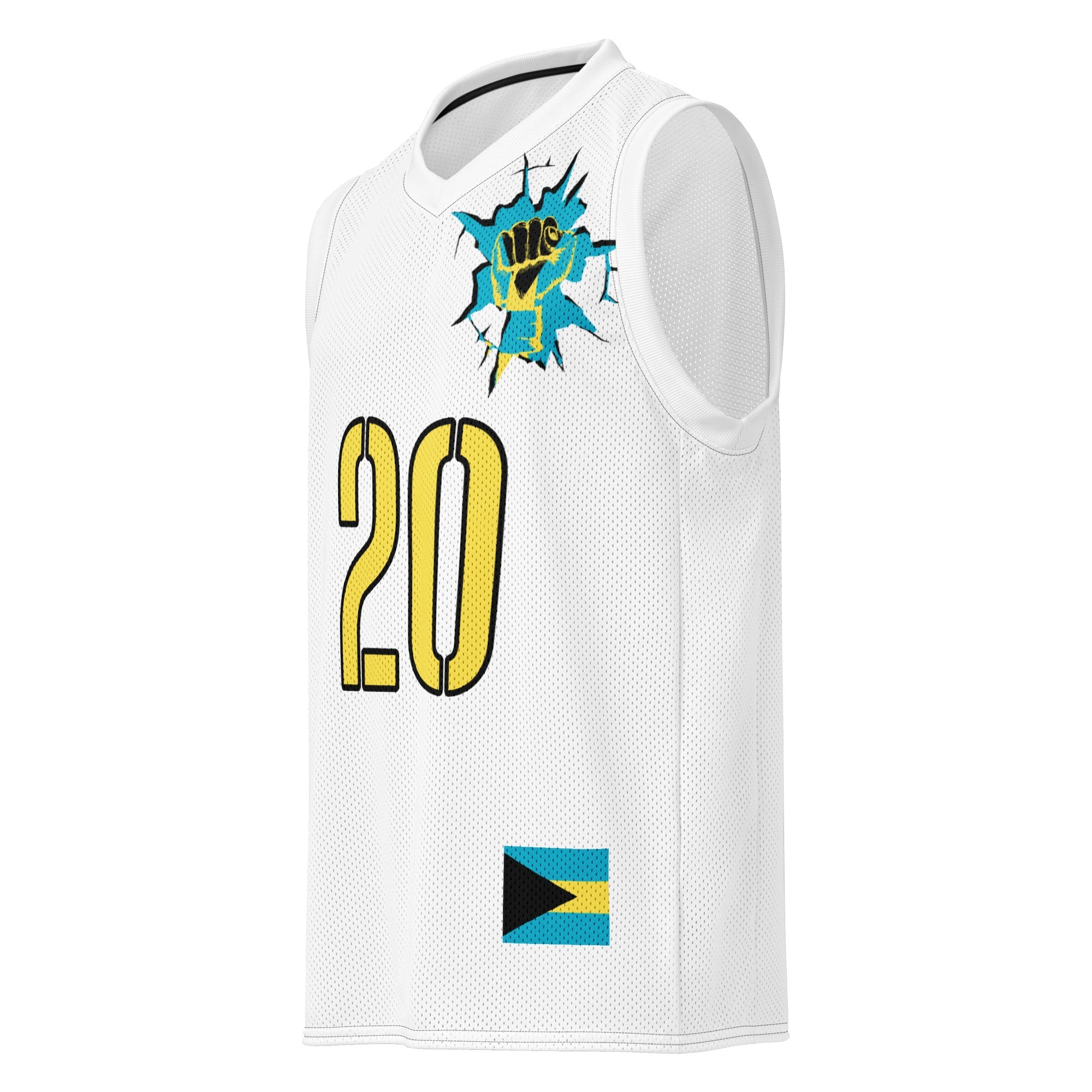 Bahamas Flag (White) Premium Sport Jersey Tank Top - Conscious Apparel Store