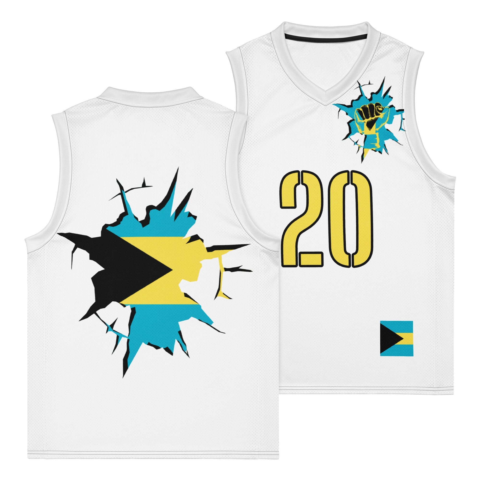 Bahamas Flag (White) Premium Sport Jersey Tank Top - Conscious Apparel Store