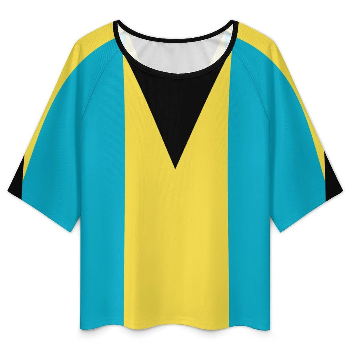 Bahamas Flag Women’s Loose Half-Sleeve Boat Neck T-Shirt - Conscious Apparel Store