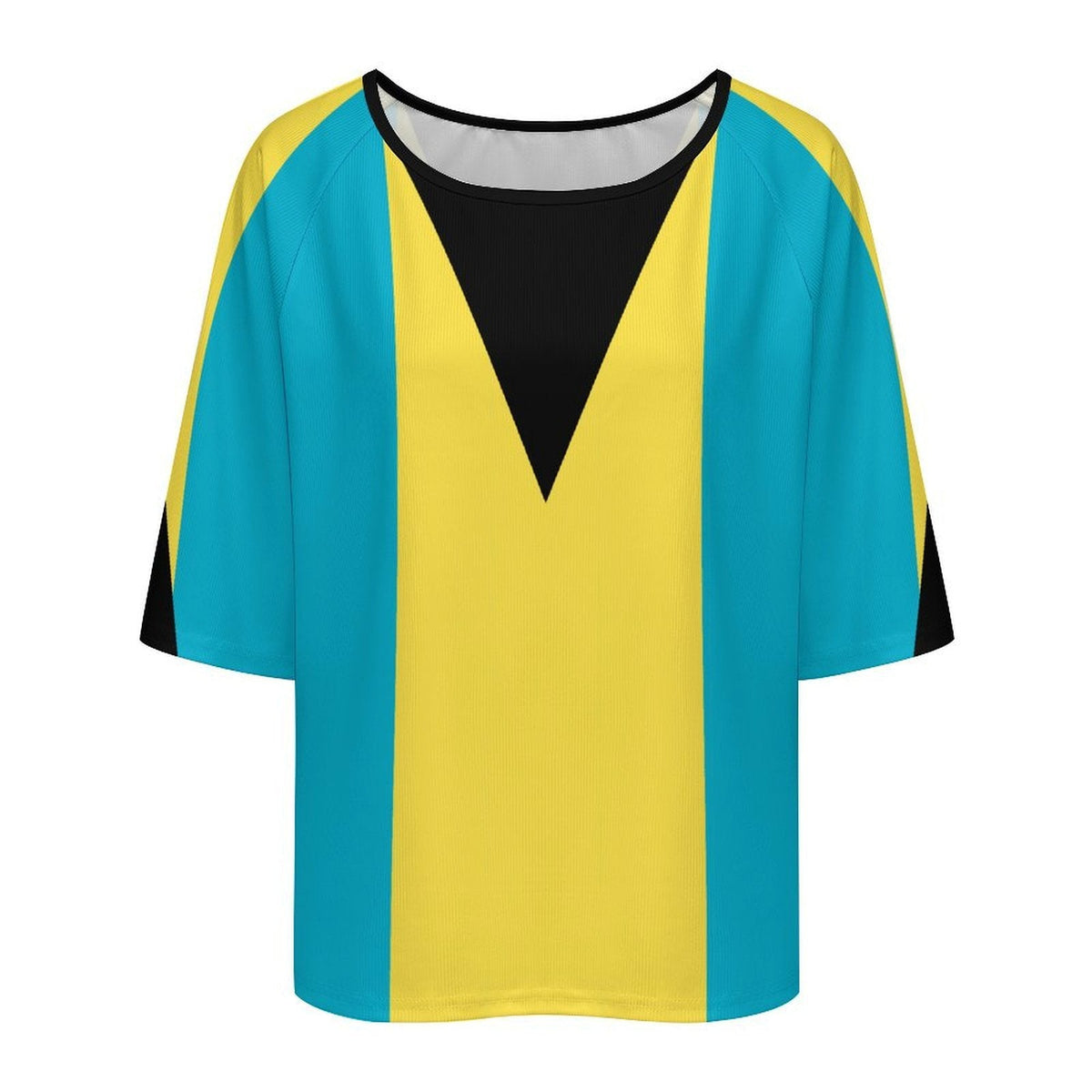 Bahamas Flag Women’s Loose Half-Sleeve Boat Neck T-Shirt - Conscious Apparel Store