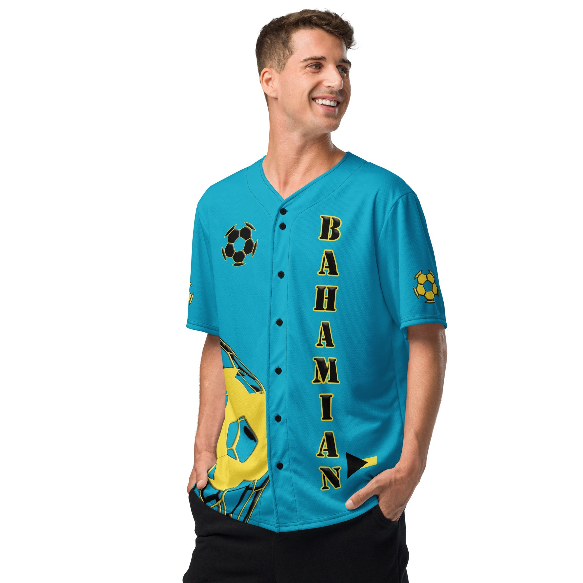 Bahamas Football Themed Button-Down Sport Jersey - Conscious Apparel Store