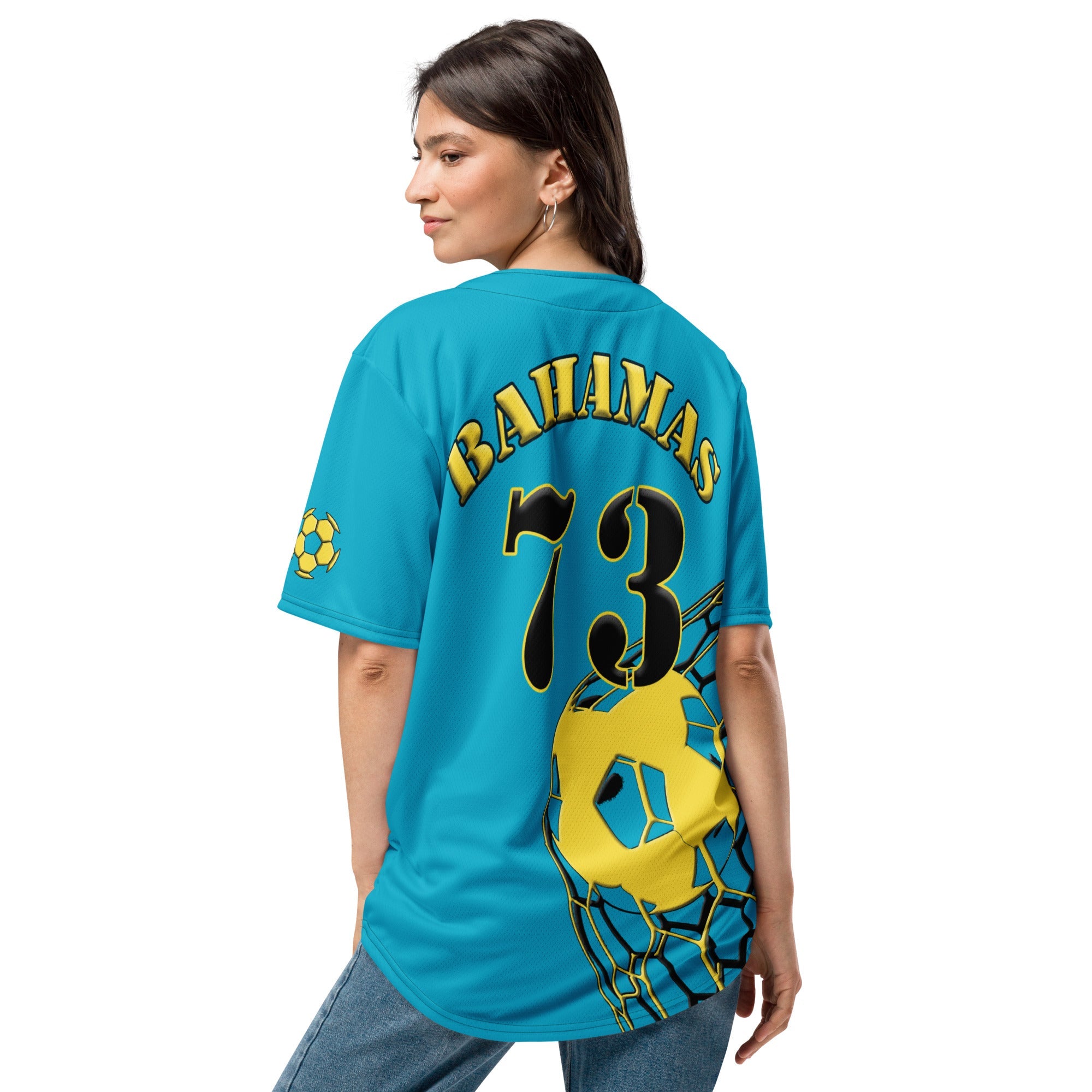Bahamas Football Themed Button-Down Sport Jersey - Conscious Apparel Store
