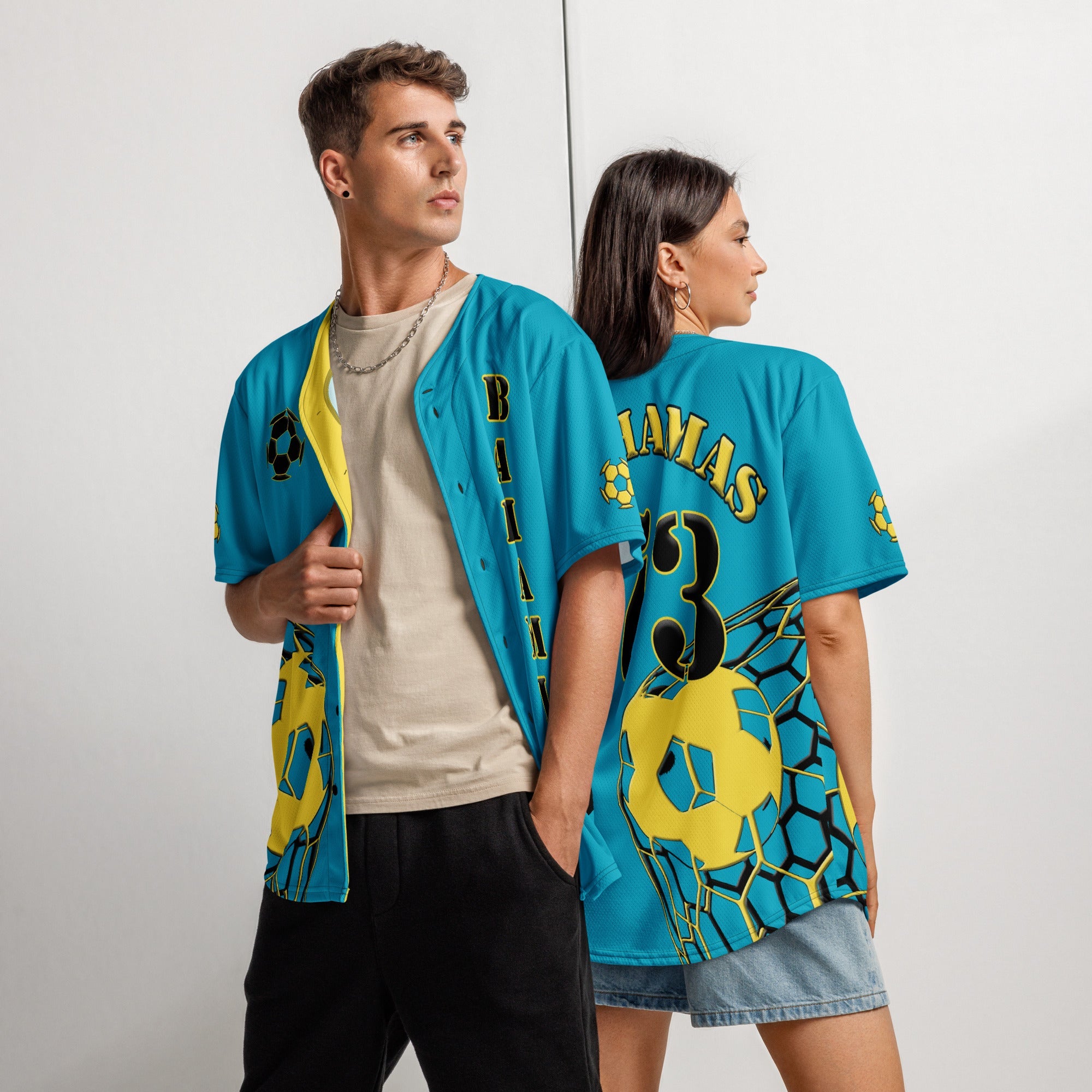 Bahamas Football Themed Button-Down Sport Jersey - Conscious Apparel Store