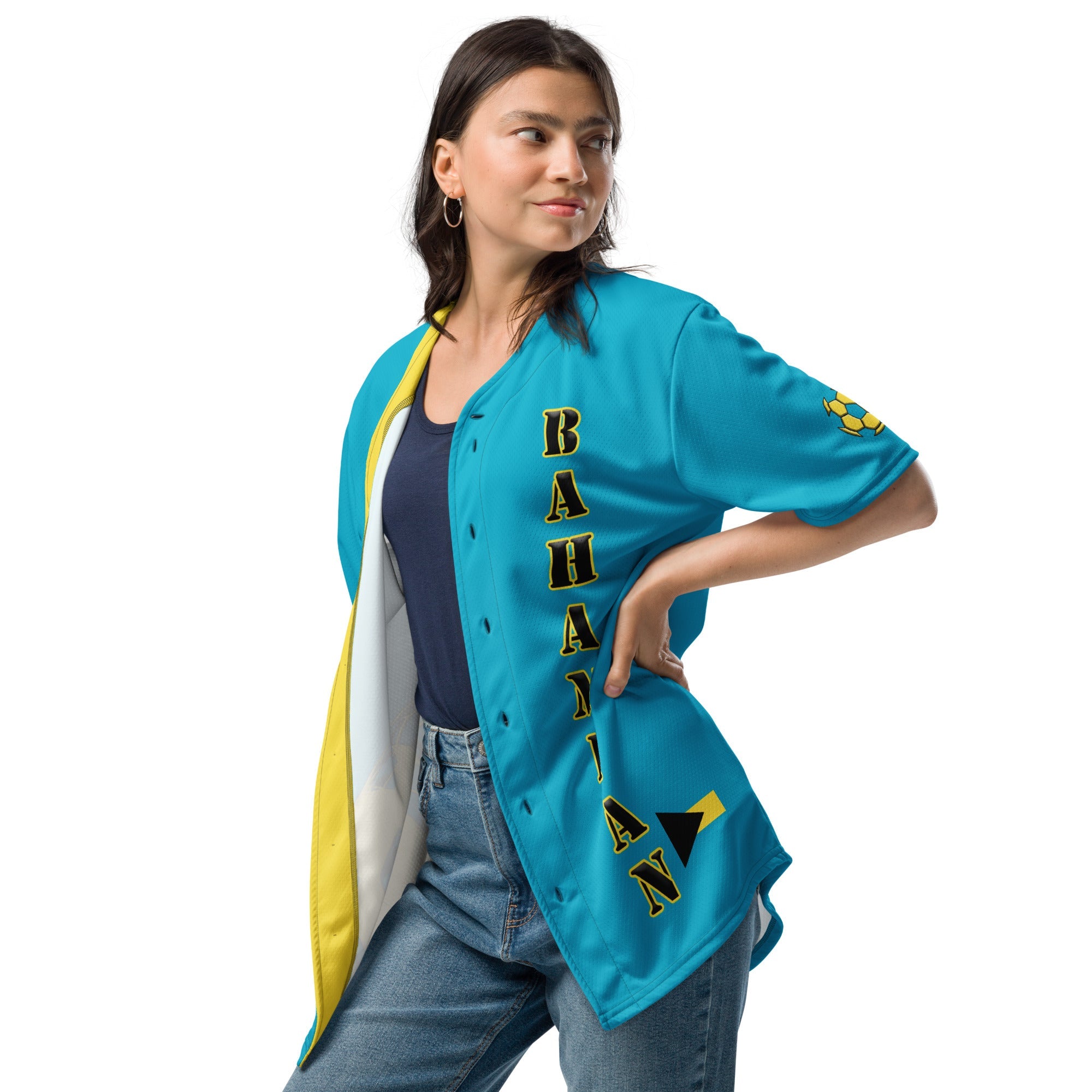 Bahamas Football Themed Button-Down Sport Jersey - Conscious Apparel Store