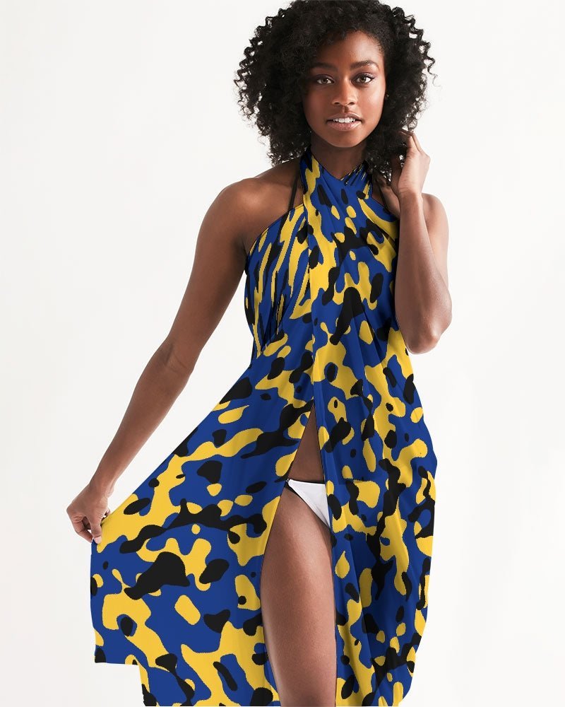 Barbados Flag Camo All-Over Print Swim Cover Up - Conscious Apparel Store