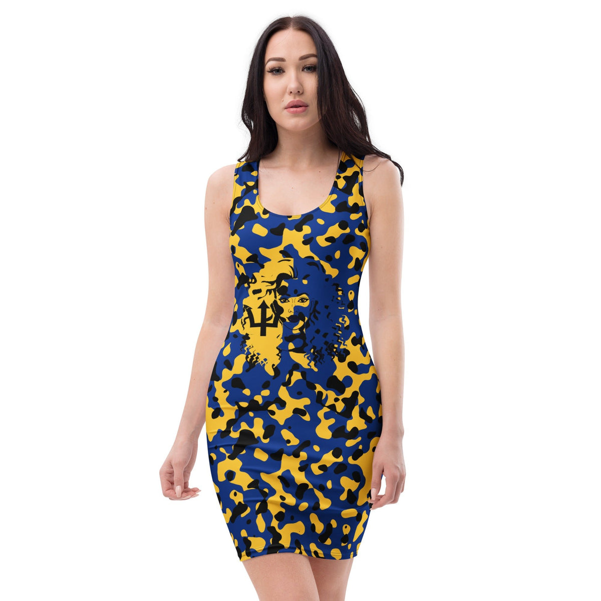 Barbados Flag Camo Bodycon dress - Conscious Apparel Store