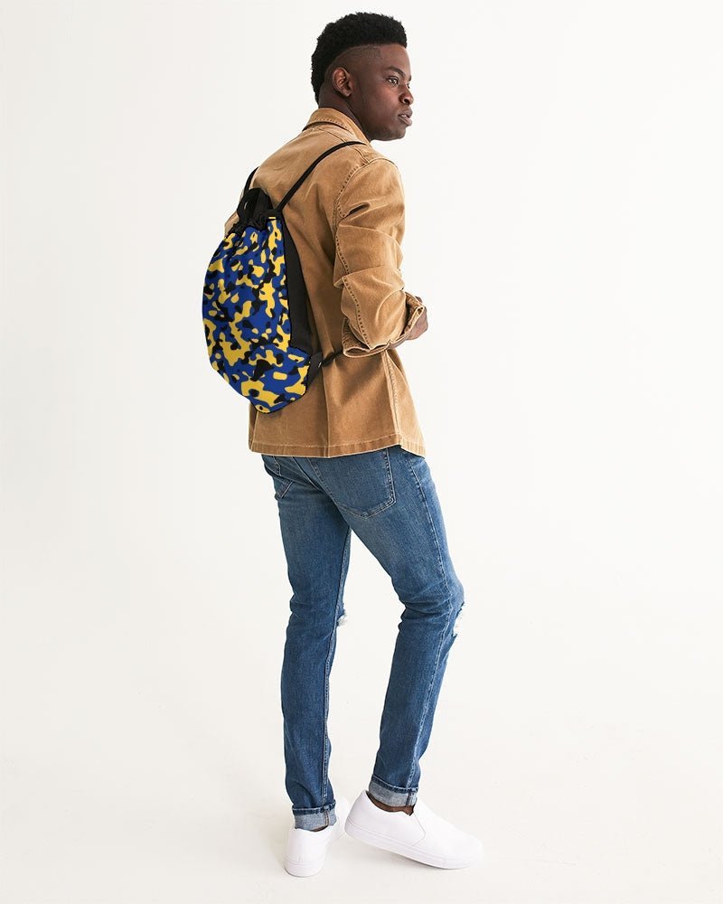 Barbados Flag Camo Canvas Drawstring Bag - Conscious Apparel Store