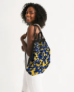 Barbados Flag Camo Canvas Drawstring Bag - Conscious Apparel Store