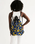 Barbados Flag Camo Canvas Drawstring Bag - Conscious Apparel Store