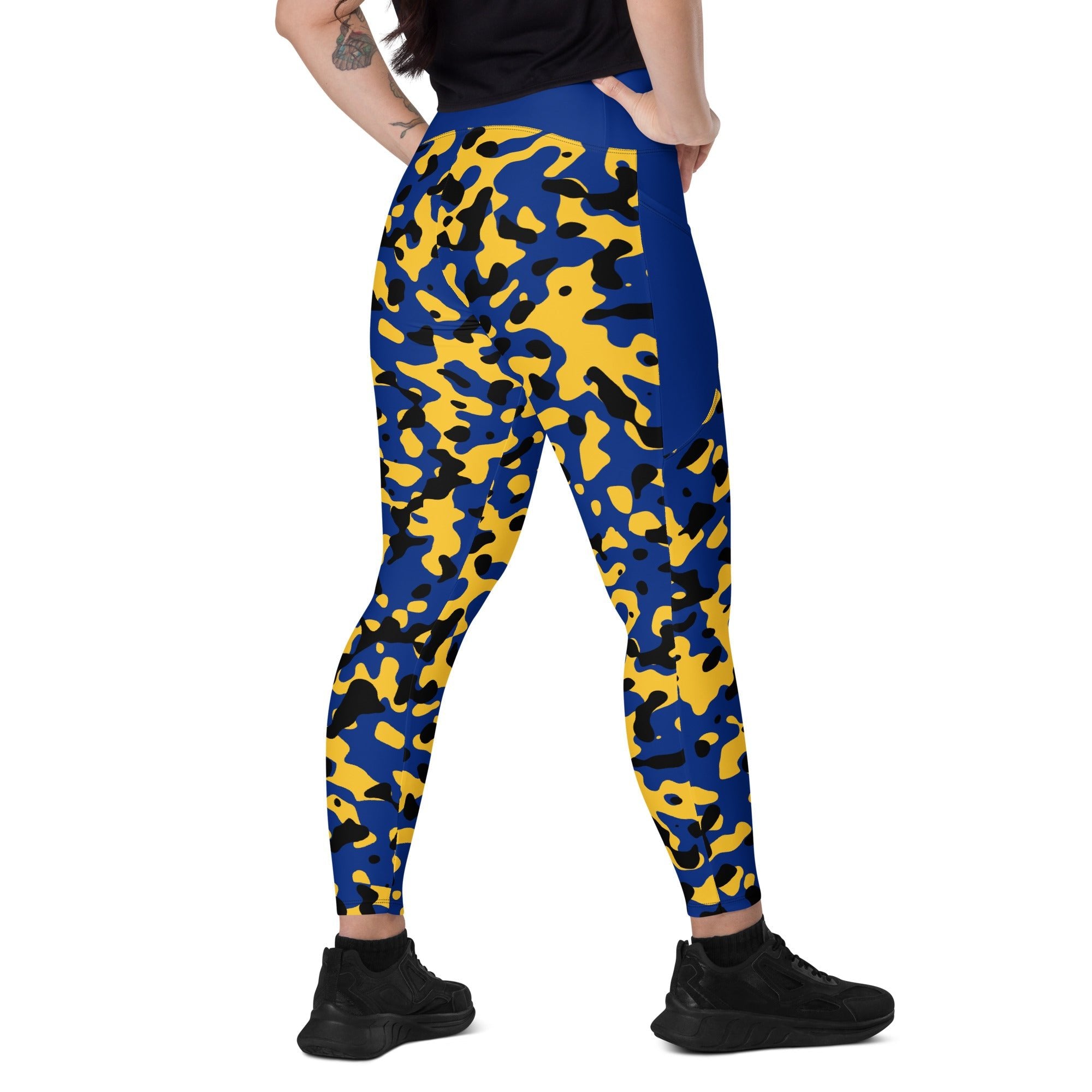 Barbados Flag Camo Leggings with pockets - Conscious Apparel Store
