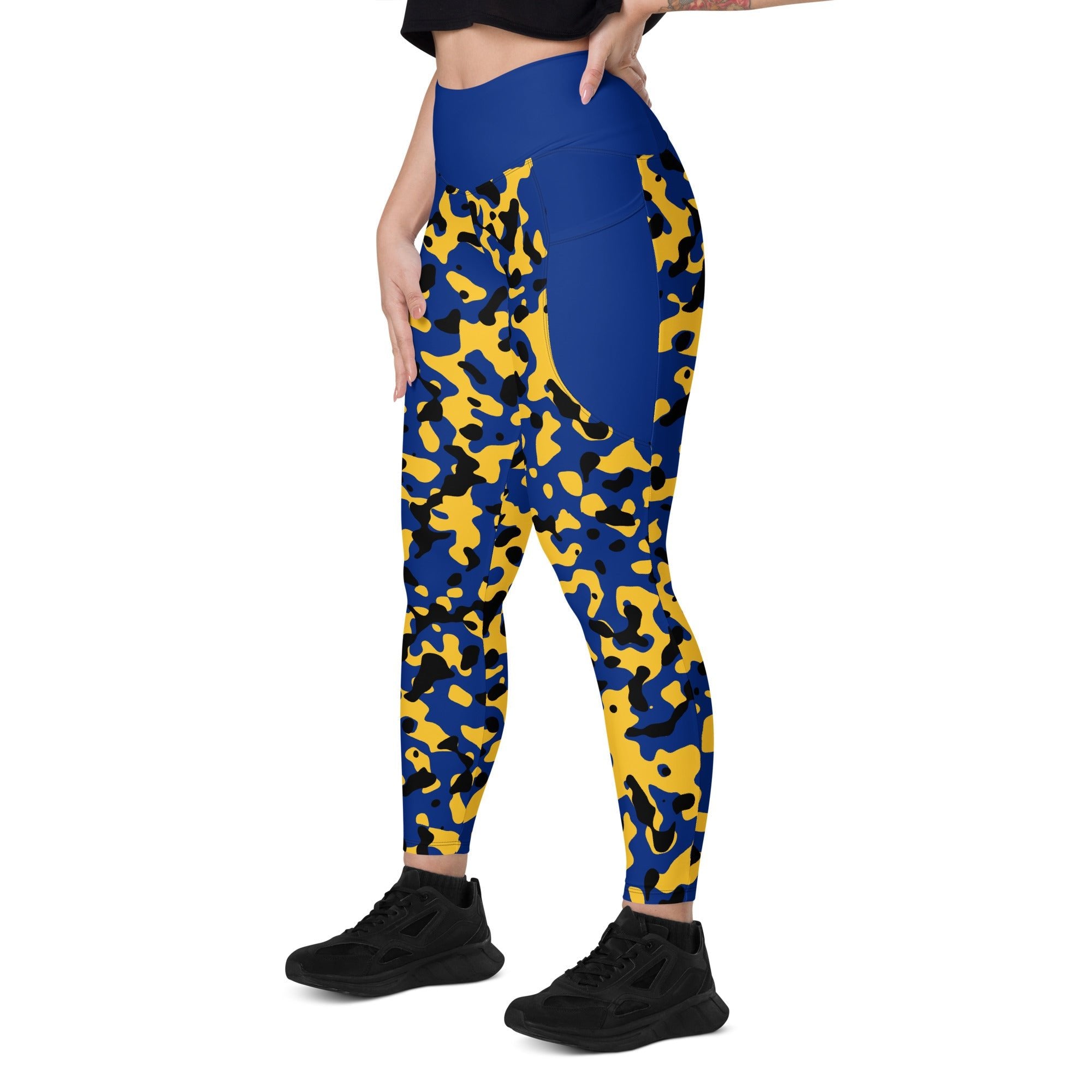 Barbados Flag Camo Leggings with pockets - Conscious Apparel Store