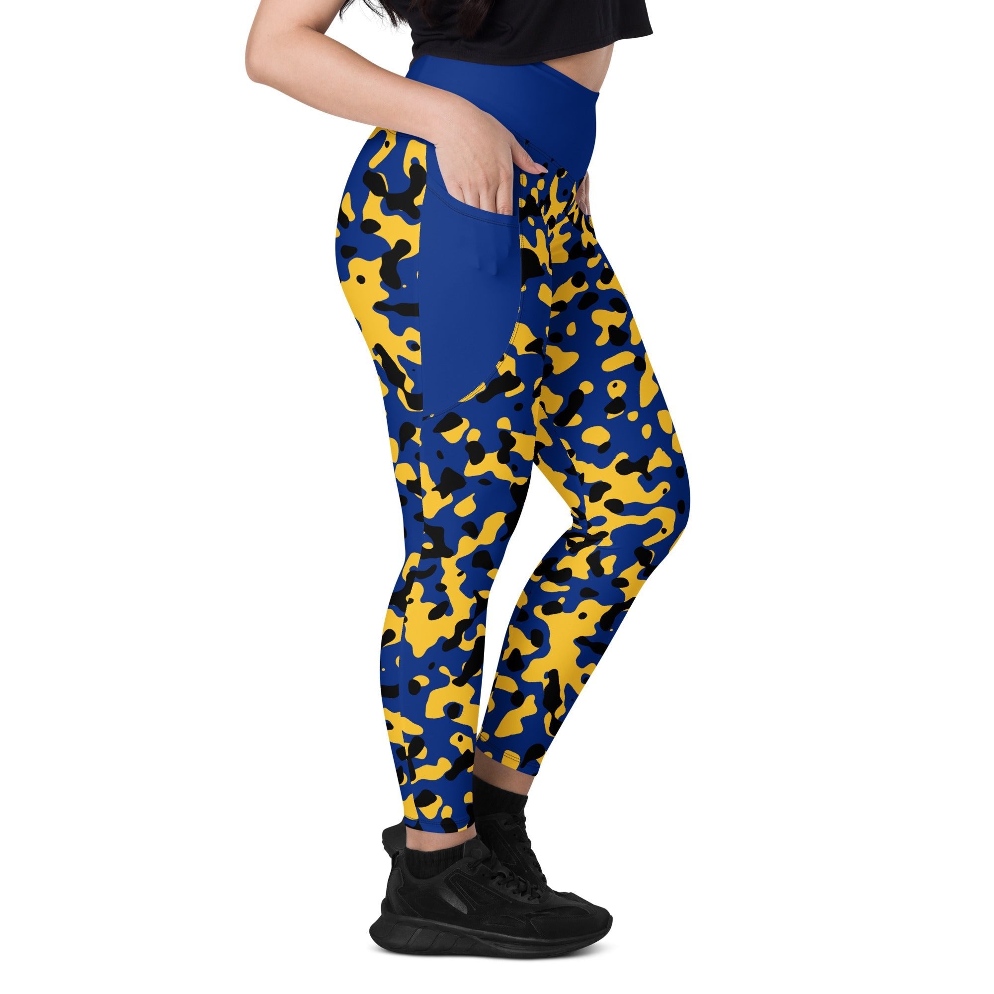 Barbados Flag Camo Leggings with pockets - Conscious Apparel Store