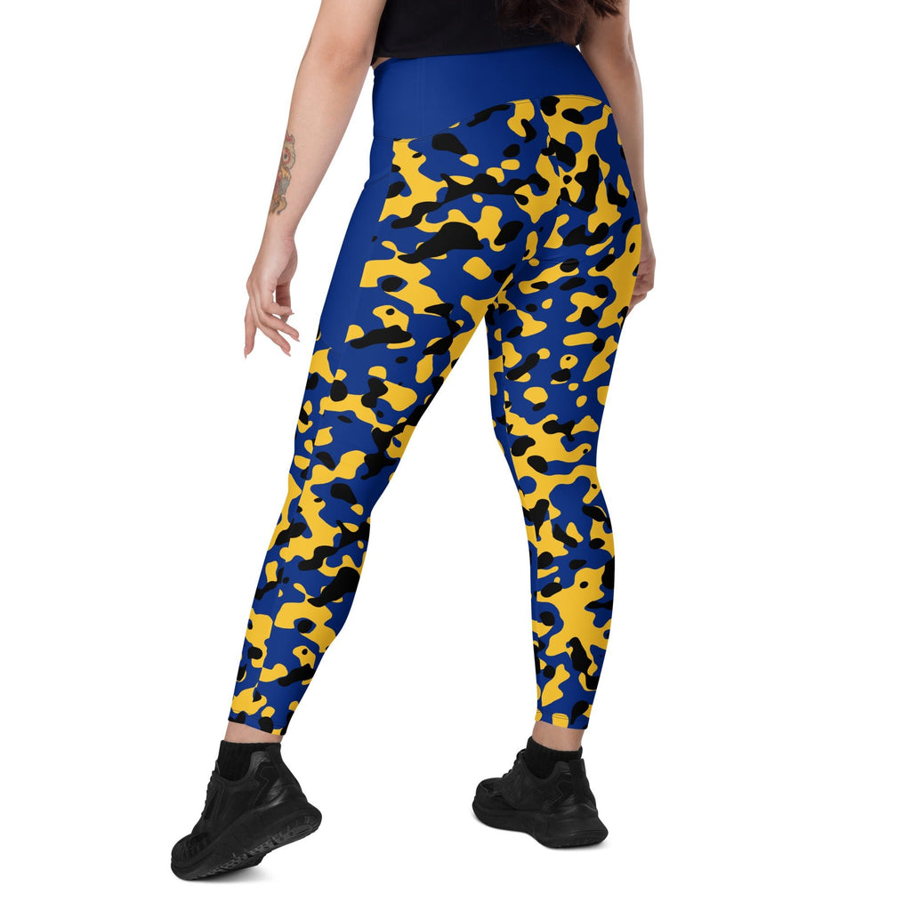 Barbados Flag Camo Leggings with pockets - Conscious Apparel Store