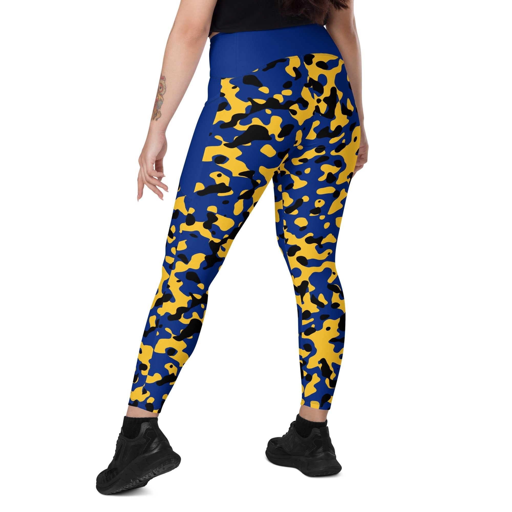Barbados Flag Camo Leggings with pockets - Conscious Apparel Store