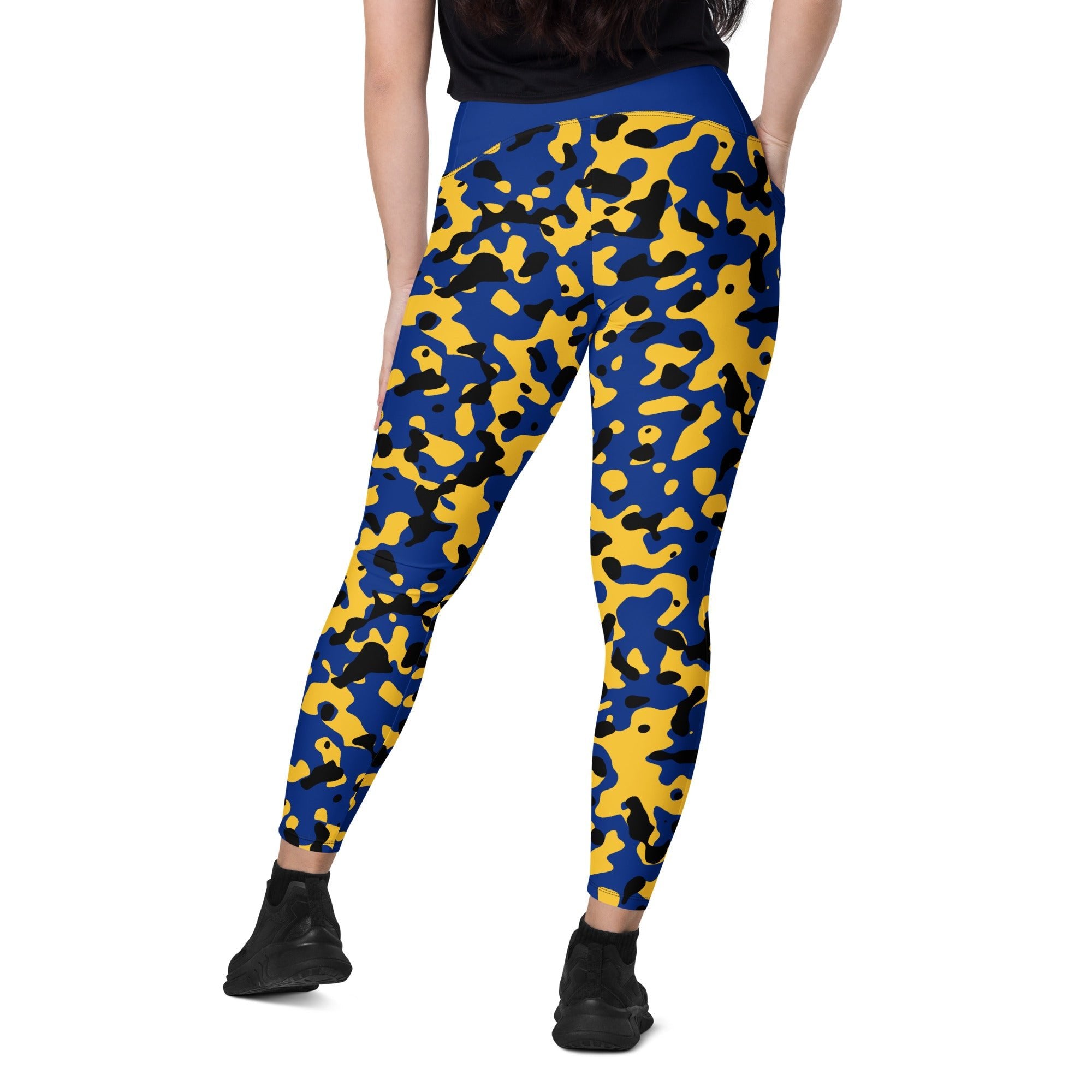 Barbados Flag Camo Leggings with pockets - Conscious Apparel Store