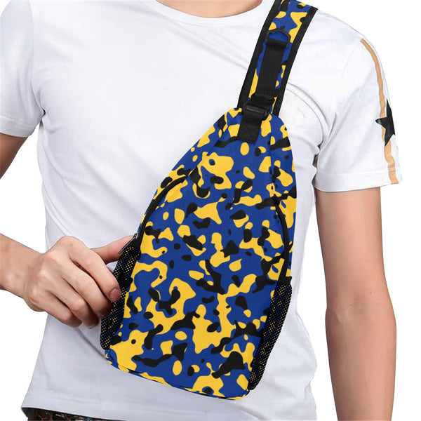 Barbados Flag Camo Men's Casual Chest Bag - Conscious Apparel Store