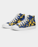 Barbados Flag Camo Men's Hightop Canvas Shoe - Conscious Apparel Store