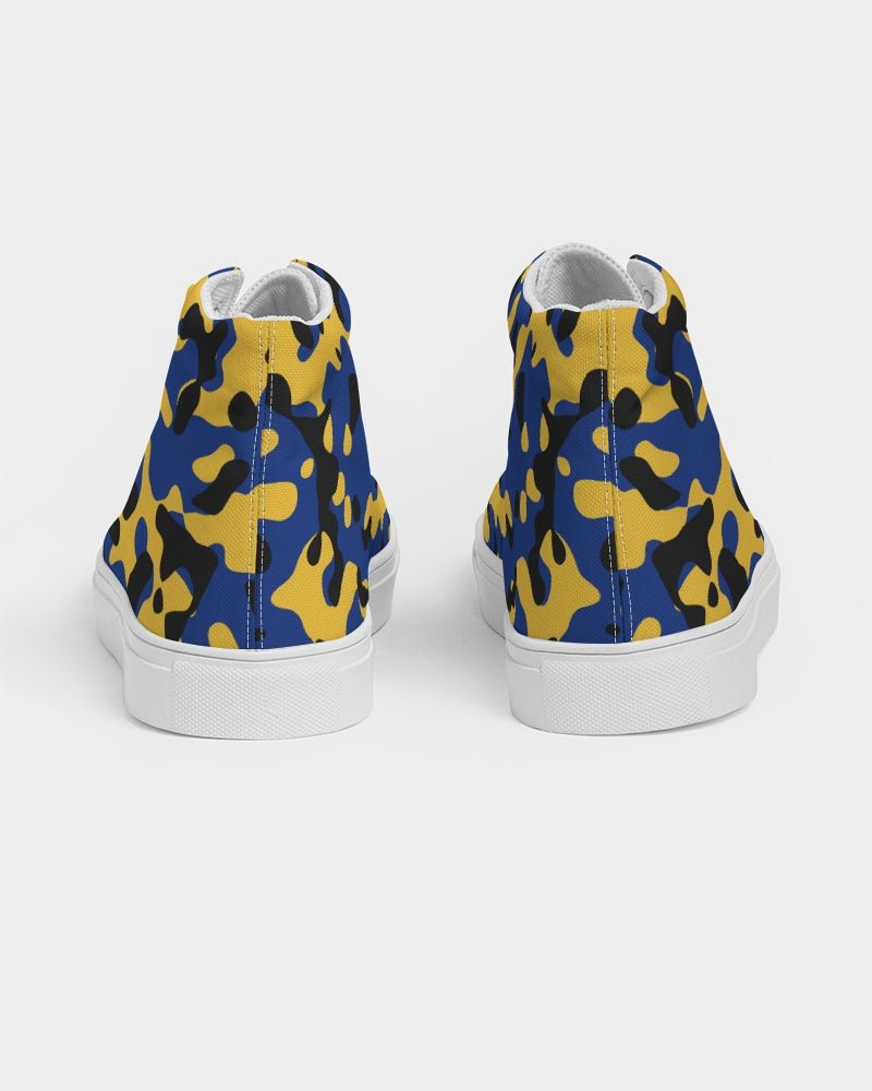 Barbados Flag Camo Men's Hightop Canvas Shoe - Conscious Apparel Store