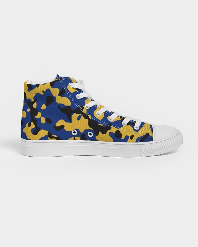 Barbados Flag Camo Men's Hightop Canvas Shoe - Conscious Apparel Store