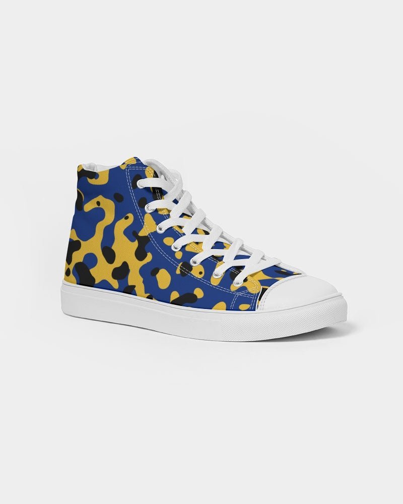 Barbados Flag Camo Men's Hightop Canvas Shoe - Conscious Apparel Store