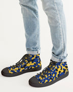 Barbados Flag Camo Men's Hightop Canvas Shoe - Black - Conscious Apparel Store