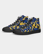 Barbados Flag Camo Men's Hightop Canvas Shoe - Black - Conscious Apparel Store