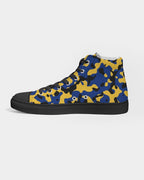 Barbados Flag Camo Men's Hightop Canvas Shoe - Black - Conscious Apparel Store