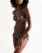 Barbados Flag Camo Triangle String Bikini - Conscious Apparel Store