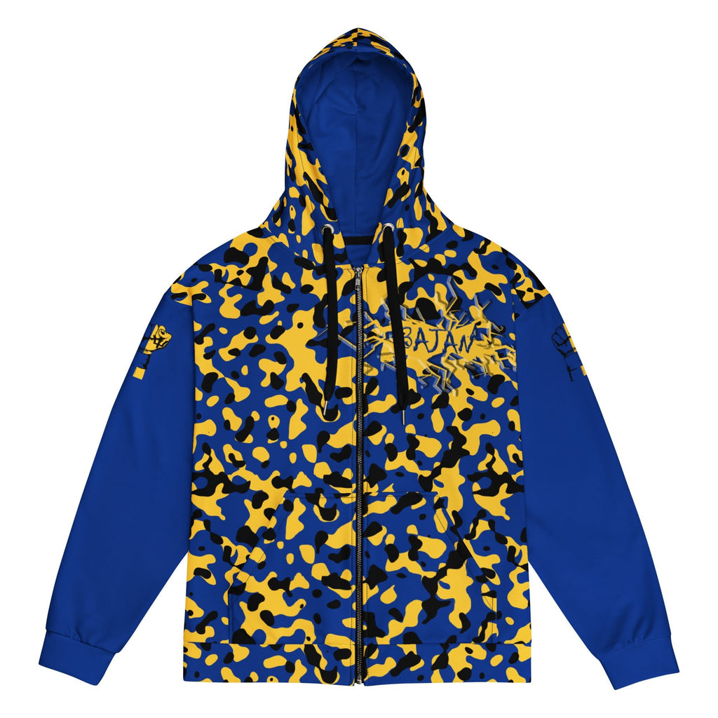 Barbados Flag Camo Unisex zip hoodie - Conscious Apparel Store