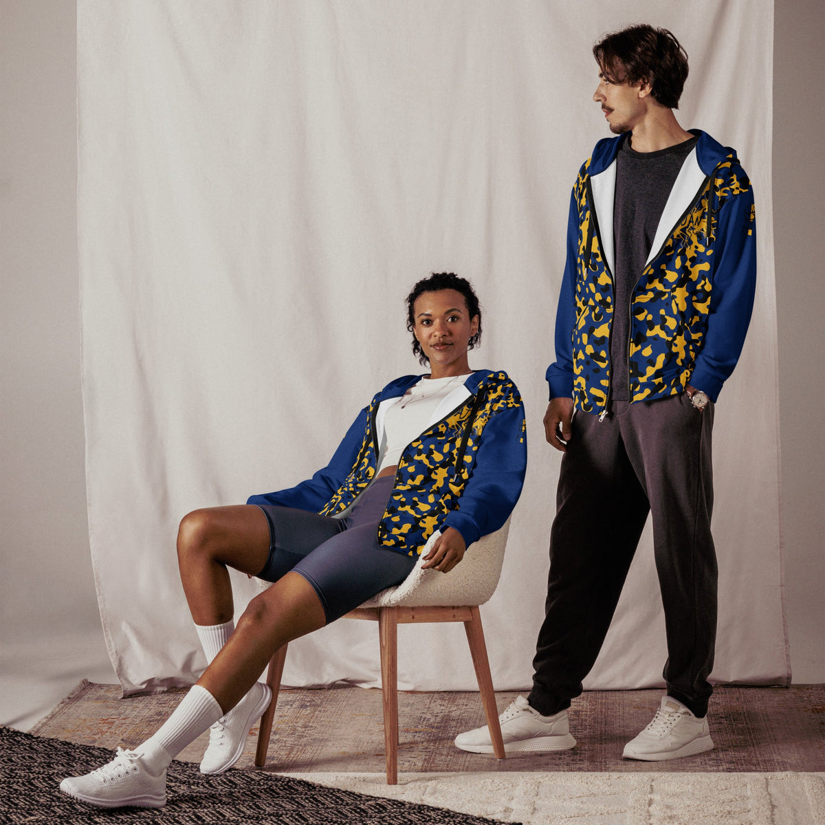 Barbados Flag Camo Unisex zip hoodie - Conscious Apparel Store