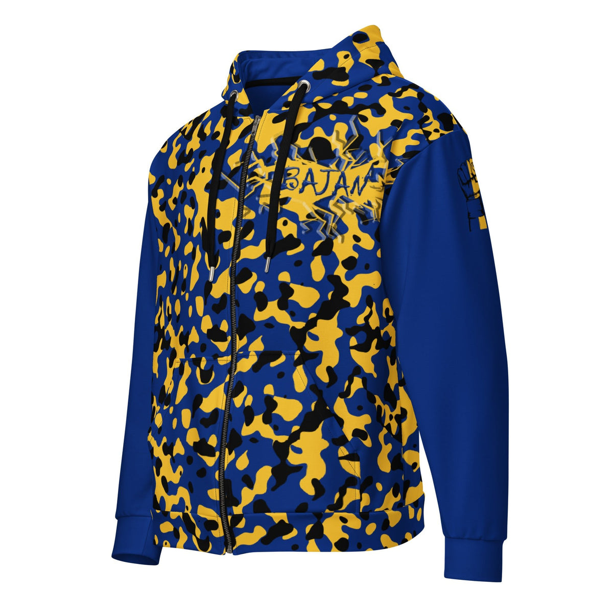 Barbados Flag Camo Unisex zip hoodie - Conscious Apparel Store