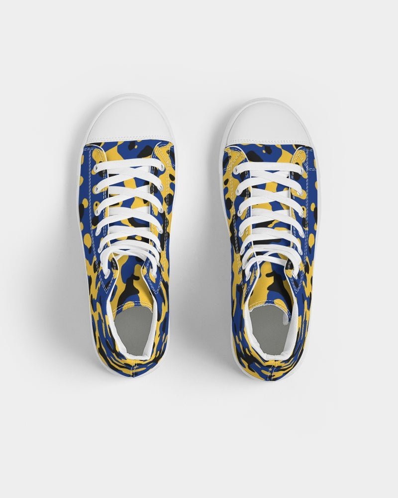 Barbados Flag Camo Women's Hightop Canvas Shoe - Conscious Apparel Store