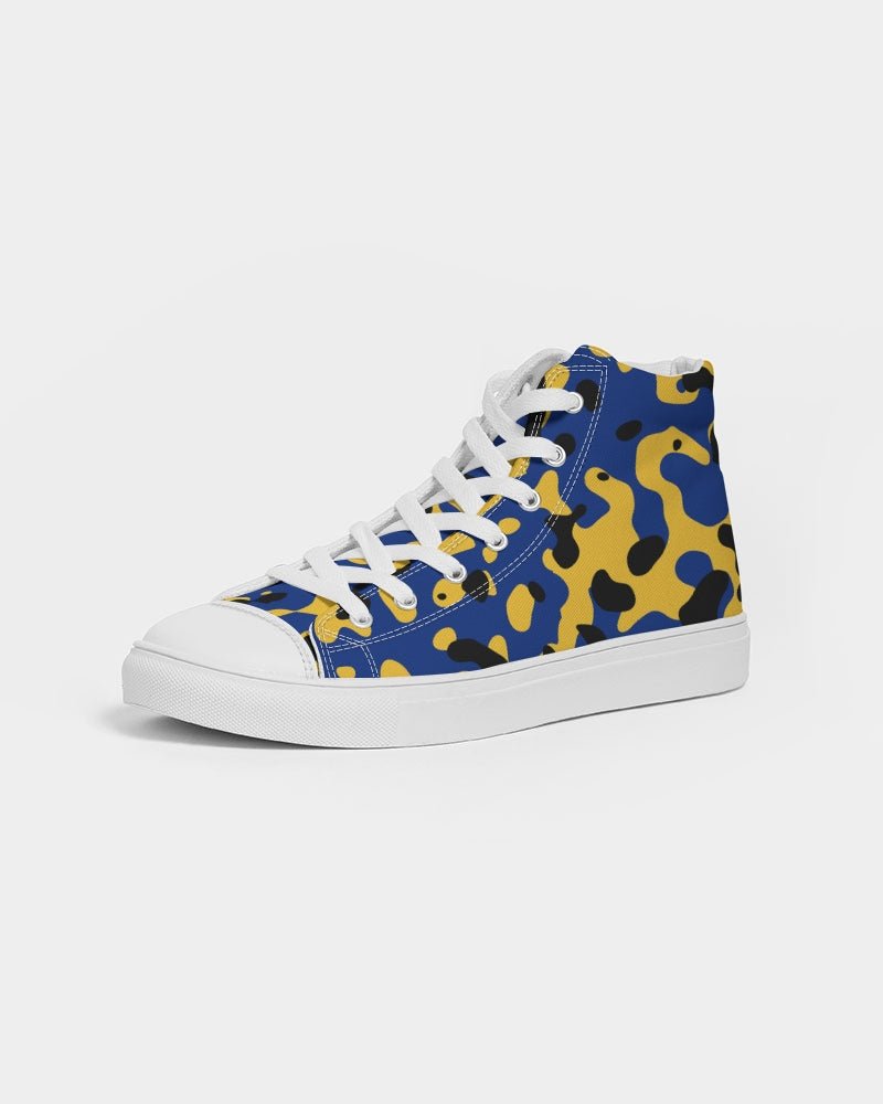 Barbados Flag Camo Women's Hightop Canvas Shoe - Conscious Apparel Store