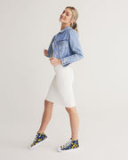 Barbados Flag Camo Women's Hightop Canvas Shoe - Conscious Apparel Store