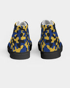 Barbados Flag Camo Women's Hightop Canvas Shoe  - Black - Conscious Apparel Store