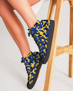 Barbados Flag Camo Women's Hightop Canvas Shoe  - Black - Conscious Apparel Store