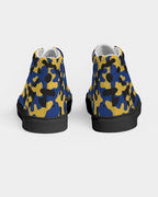 Barbados Flag Camo Women's Hightop Canvas Shoe - Black - Conscious Apparel Store