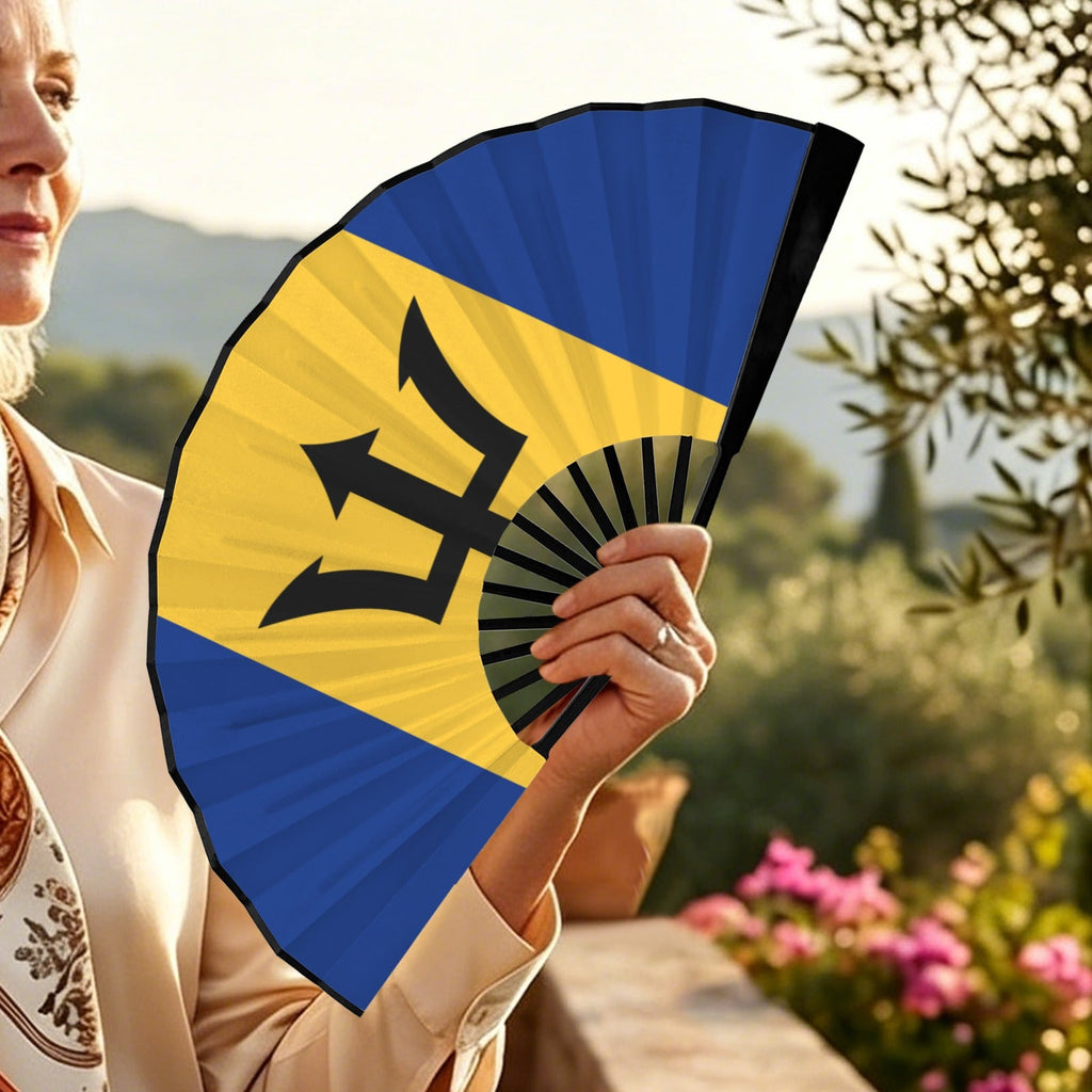 Barbados Flag Double-Sided Custom Folding Fan - Conscious Apparel Store