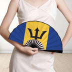 Barbados Flag Double-Sided Custom Folding Fan - Conscious Apparel Store
